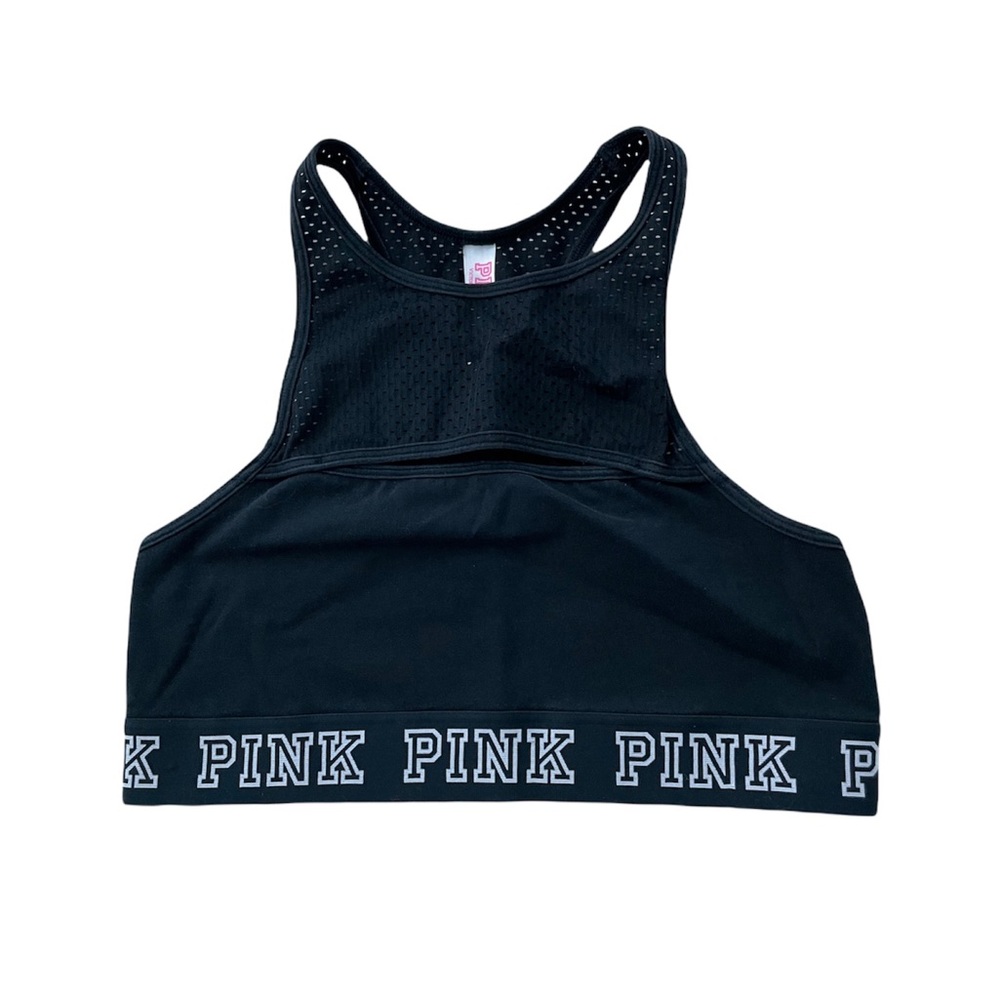 Victoria’s Secret PINK High Neck Mesh Sports Bra | Black | Size Medium